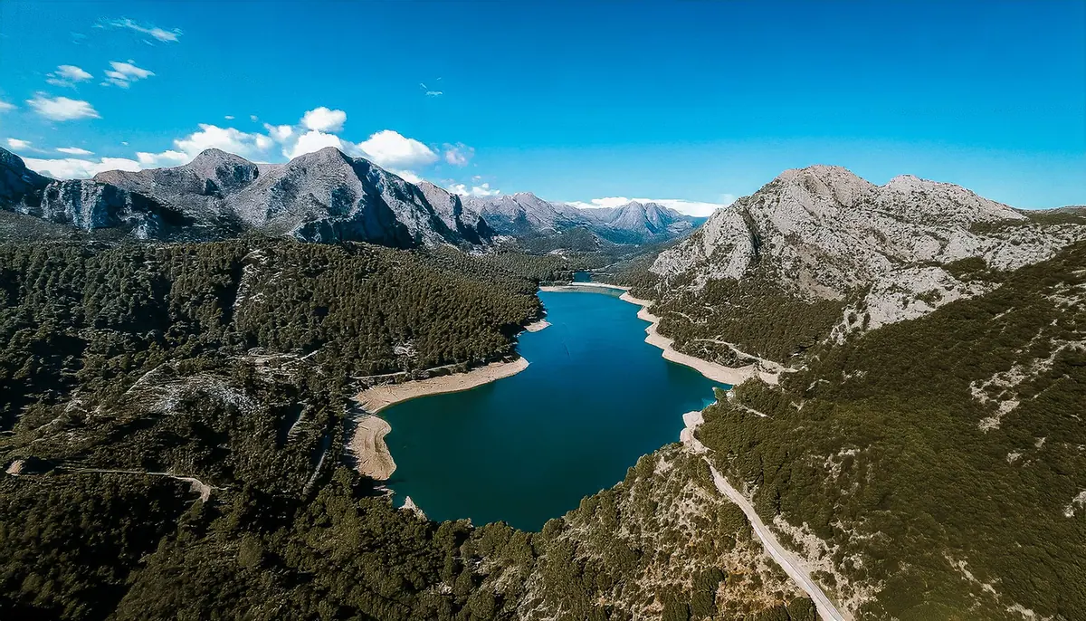 Gorg Blau reservoir among the mountains of the Serra de Tramuntana
